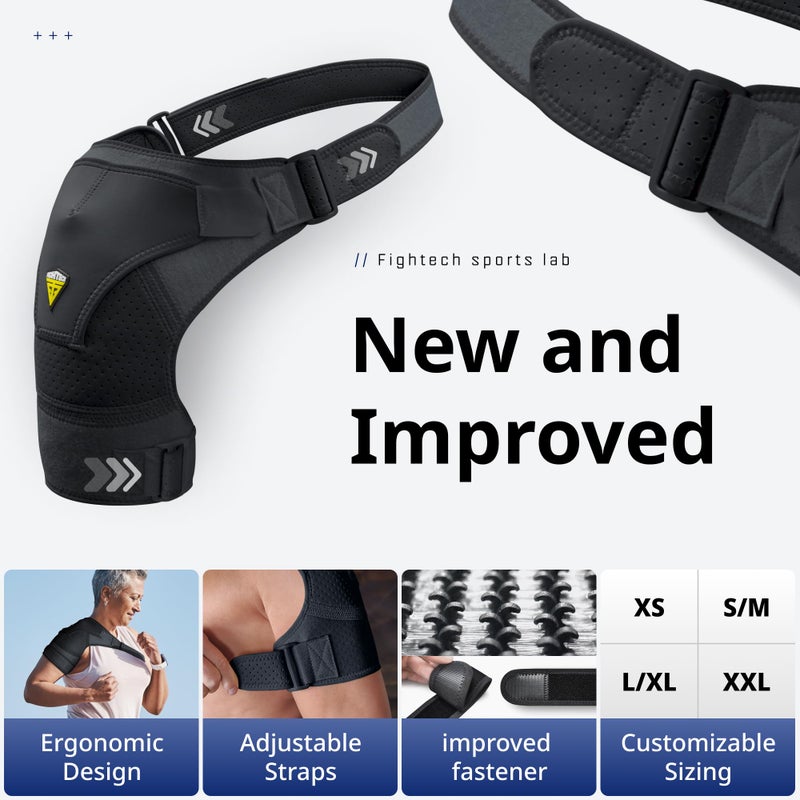 FIGHTECH Shoulder Brace for Women & Men | Support for Torn Rotator Cuff & Other Shoulder Injury - Ac Joint, Dislocated, Separated, Frozen Shoulder | Neoprene Compression Wrap | by FIGHTECH (BLK, S-M) - Image 5