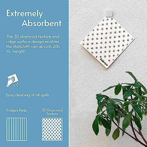 Eulnars Reusable Paper Towels, 8-Pack Swedish Dishcloths for Kitchen with 3 Clips, Black White, Cotton, 200 Washes - Image 5
