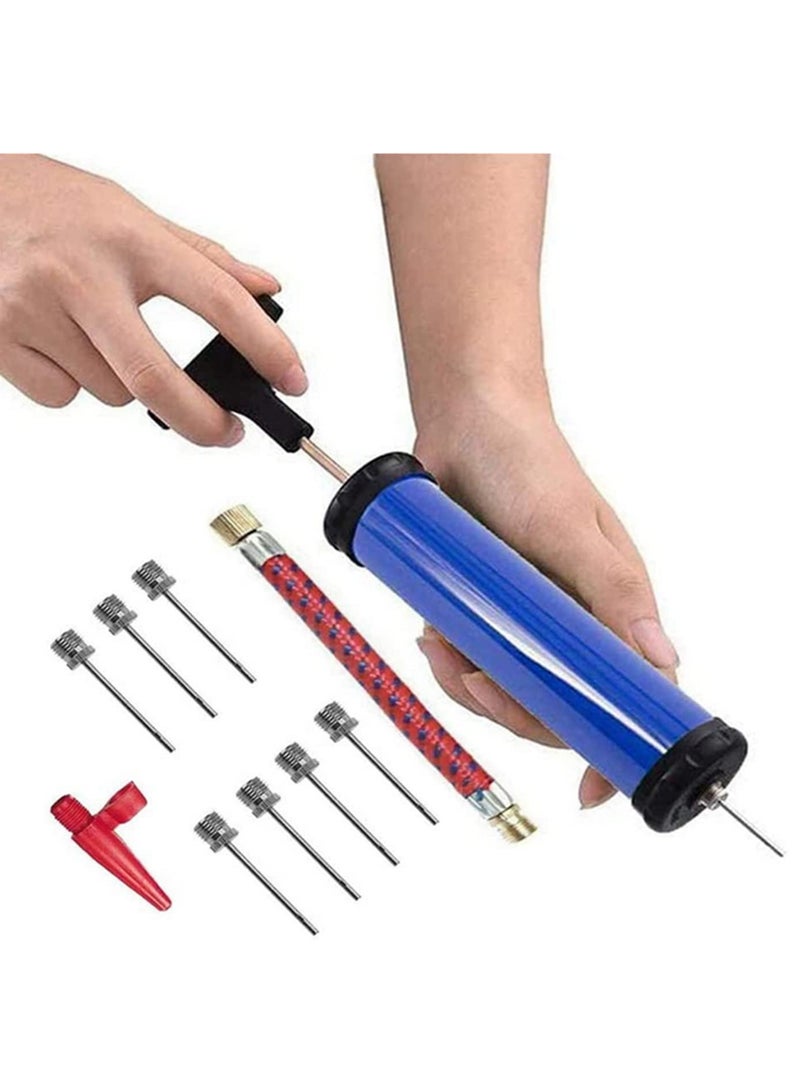 Portable Ball Pump Set with 6 Inch Air Hose 10pcs Needles Hand Inflator Tool for Soccer Basketball Volleyball Football Netball Convenient Carry Multi Angle Inflation Accessories - Image 1