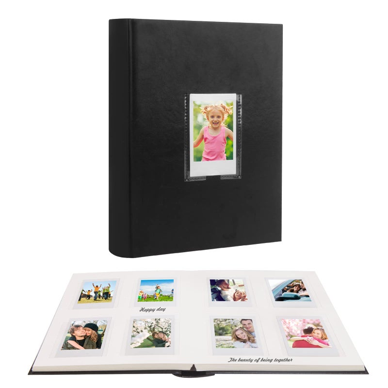 128 Pocket Photo Album with Writing Space and Front Window 3 Inch Picture Book for Polaroid Compatible with Fujifilm Instax Mini 12 11 9 8 7 99 40 Instant CameraKpop Photocards Black
