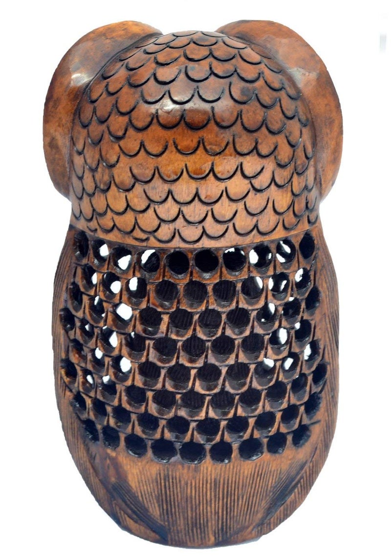 Javi Owl Statue Decor  Big 6 Inch Wooden Figurines for Home Decor Accents  Living Room Bedroom Office Decoration  Hand Carved Statue - Image 4