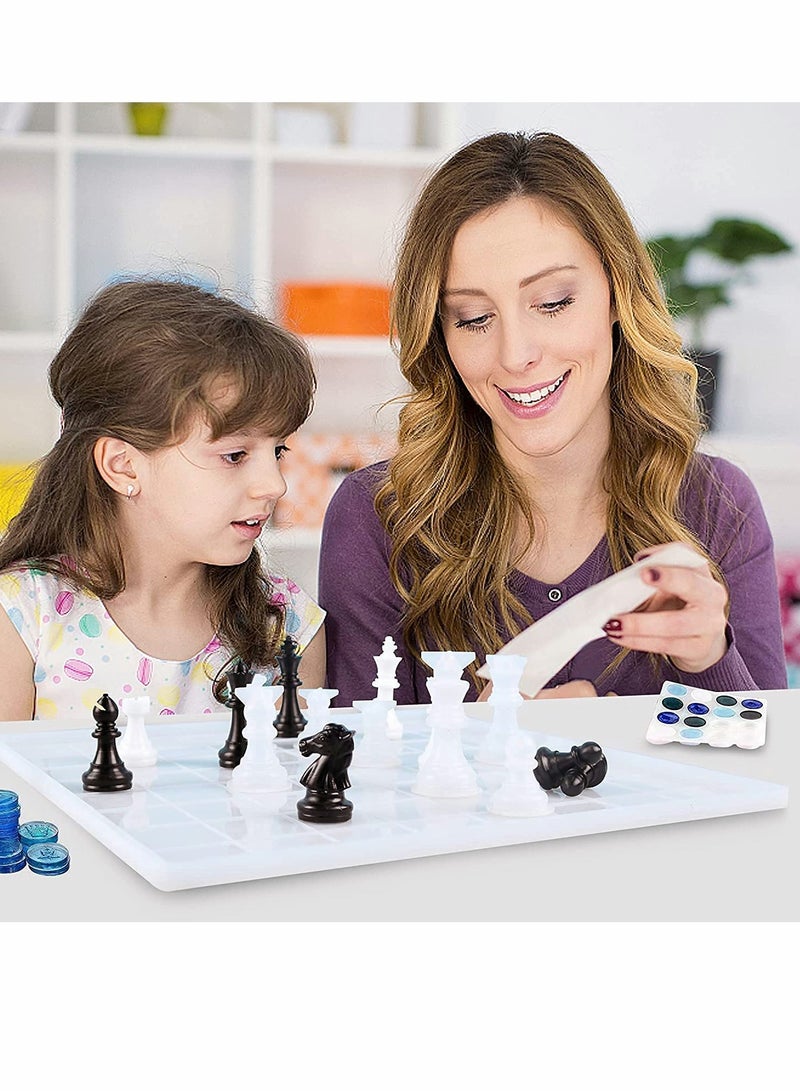 Excefore Chess Mold,16 Pcs 3D Silicone Chess Resin Mold Set, Chess Crystal Epoxy Casting Molds for DIY Crafts Making, Birthday Gift, Family Party, Family Board Games and Outdoor Games - Image 2