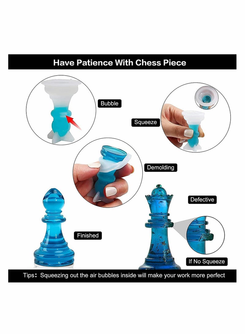 Excefore Chess Mold,16 Pcs 3D Silicone Chess Resin Mold Set, Chess Crystal Epoxy Casting Molds for DIY Crafts Making, Birthday Gift, Family Party, Family Board Games and Outdoor Games - Image 5