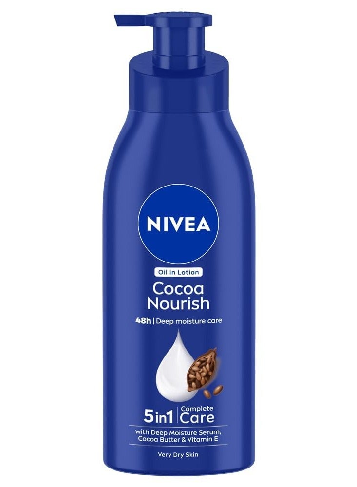 Nivea Cocoa Nourish 400ml Body Lotion with Deep Moisture Serum| 48 H Moisturization | With Cocoa Butter & Coconut Oil | Non Greasy & Healthy Looking Skin |For Very Dry Skin - Image 1