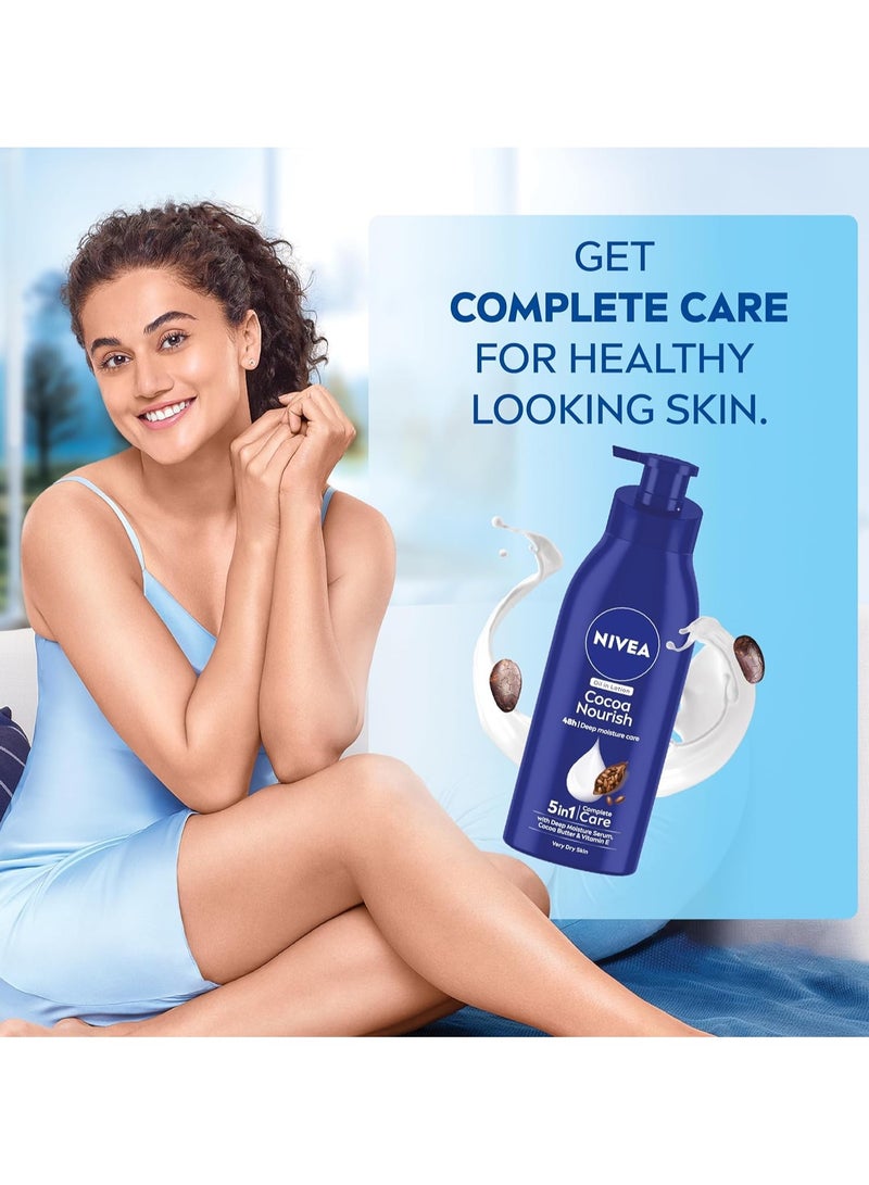 Nivea Cocoa Nourish 400ml Body Lotion with Deep Moisture Serum| 48 H Moisturization | With Cocoa Butter & Coconut Oil | Non Greasy & Healthy Looking Skin |For Very Dry Skin - Image 3