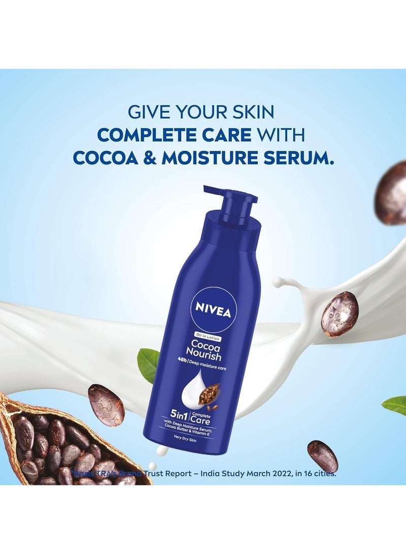 Nivea Cocoa Nourish 400ml Body Lotion with Deep Moisture Serum| 48 H Moisturization | With Cocoa Butter & Coconut Oil | Non Greasy & Healthy Looking Skin |For Very Dry Skin - Image 4