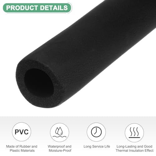 M METERXITY Pipe Insulation Foam Tube, 1"(25mm) ID x 6Ft Pipe Cover Wrap Roll, Hollow Pipe Cover for AC Unit/Guitar Stands/Exercise Machine Handle/Roof Rack [Black] - Image 2