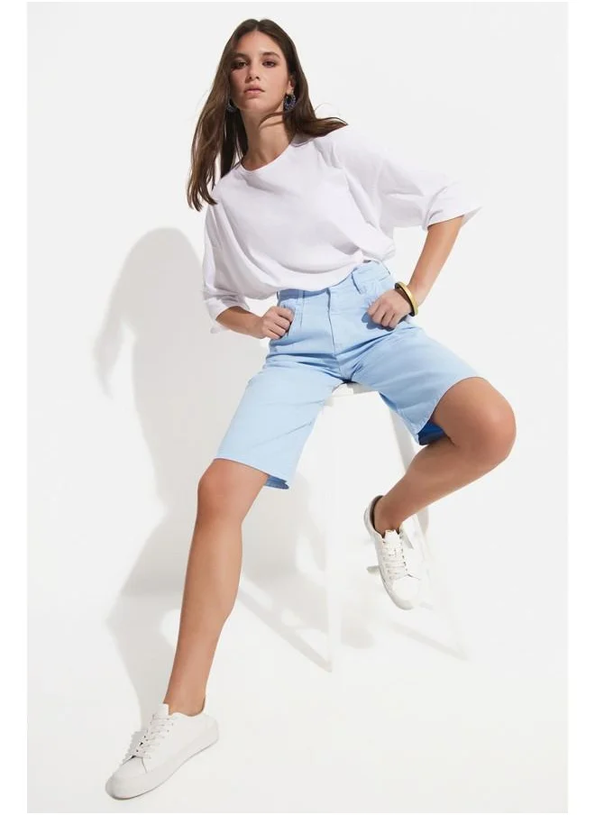 JUNE June Bermuda Denim Short Baby Blue