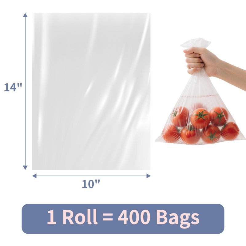 Immuson Plastic Produce Bag 10"x 14" Clear Plastic Food Storage Bags for Kitchen, Fruits, Vegetables, Travel Packing and Storage Needs (1 Roll = 400 Bags) - Image 2