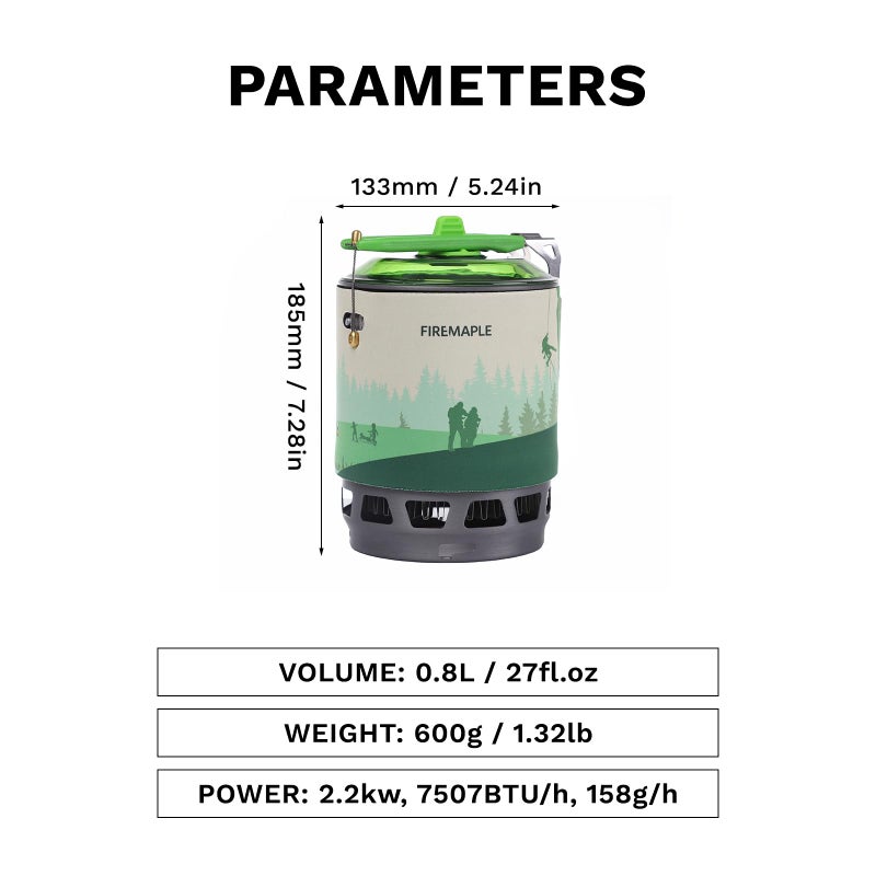 Fire-Maple نظام الطهي الشخصي "النجم الثابت 3" من فاير مابل | نظام موقد/محروق نفاث مع إشعال كهربائي | مثالي للتنزه، التخييم، الرحلات، الصيد، ورحلات الطوارئ، أخضر - Image 2
