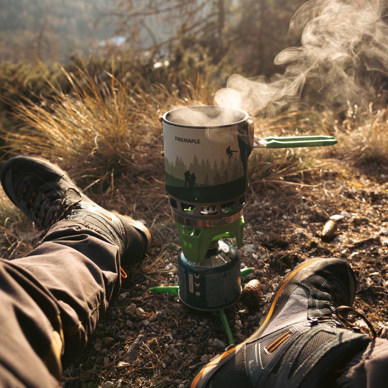 Fire-Maple نظام الطهي الشخصي "النجم الثابت 3" من فاير مابل | نظام موقد/محروق نفاث مع إشعال كهربائي | مثالي للتنزه، التخييم، الرحلات، الصيد، ورحلات الطوارئ، أخضر - Image 4