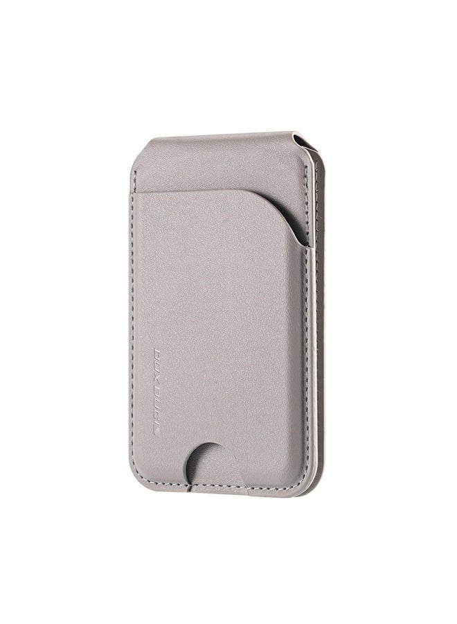 Suitable For MagSafe Magnetic Suction Bracket Card Bag IPhone16 Multi-functional Anti-theft Brush Mobile Phone Back Card Set Wholesale-Specifications:Shaft Style Magnetic Stand Card Holder Gray  - Image 1