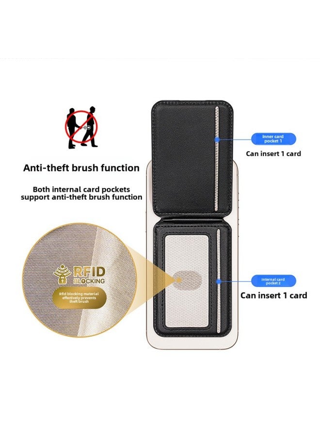 Suitable For MagSafe Magnetic Suction Bracket Card Bag IPhone16 Multi-functional Anti-theft Brush Mobile Phone Back Card Set Wholesale-Specifications:Shaft Style Magnetic Stand Card Holder Gray  - Image 4