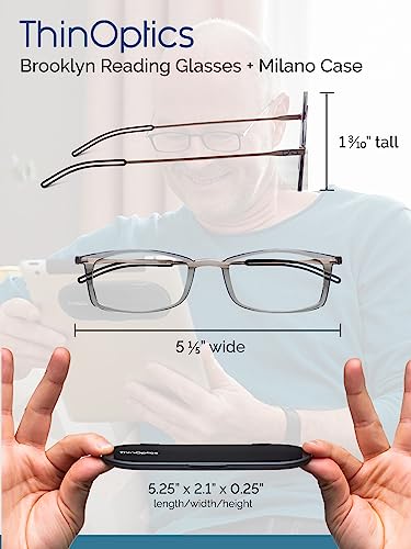 ThinOptics Unisex Adult Glasses Reading, Regular Case / Rectangle Tortoise, 2.00 US - Image 5
