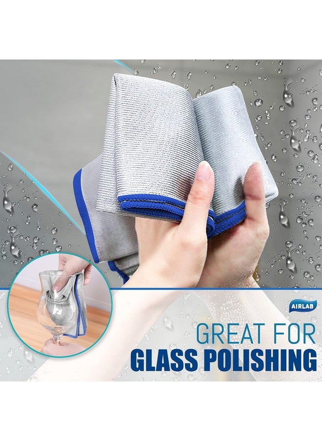 Airlab - Streak Free Miracle Cleaning Cloth Easy Clean Pack of 8-12" x 16" Microfiber Dish Cloths Glass Polishing Lint Free for Kitchen Mirrors Wine Car - Image 1