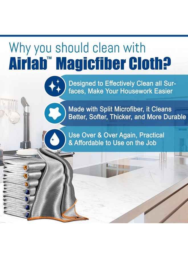 Airlab - Streak Free Miracle Cleaning Cloth Easy Clean Pack of 8-12" x 16" Microfiber Dish Cloths Glass Polishing Lint Free for Kitchen Mirrors Wine Car - Image 1