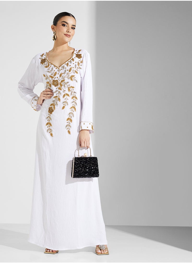 ARABIAN CLOSET Embellished Belted Jalabiya  - Image 1