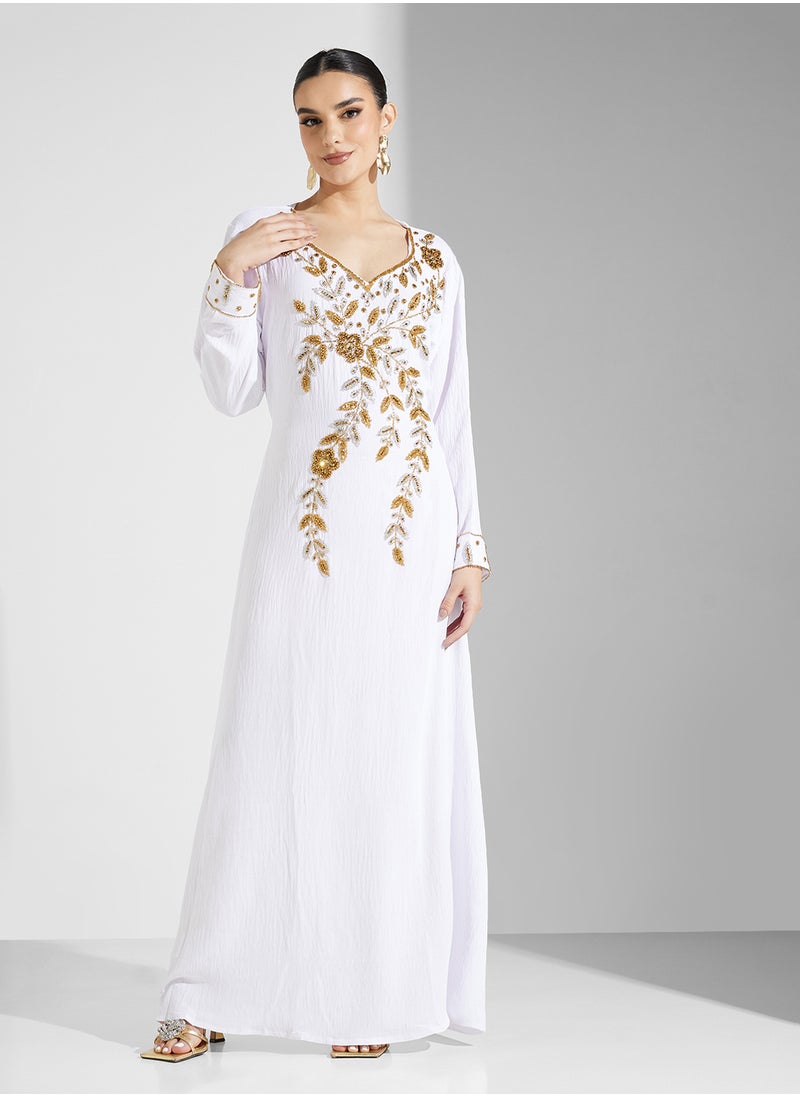 ARABIAN CLOSET Embellished Belted Jalabiya  - Image 4