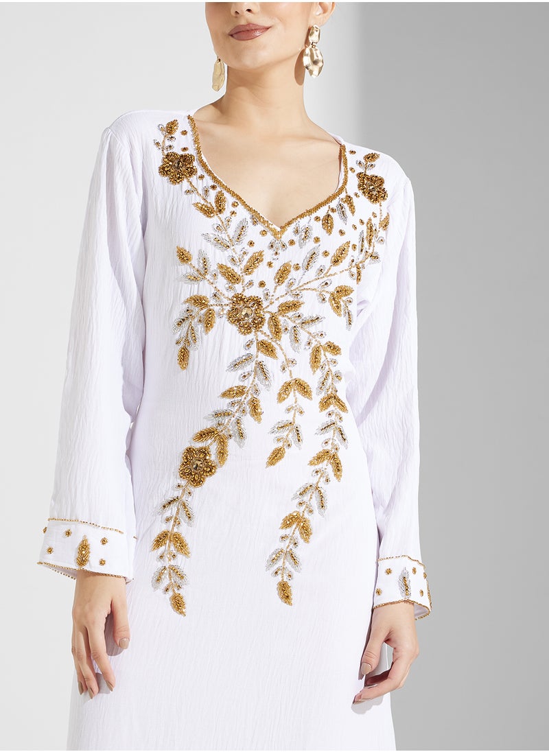 ARABIAN CLOSET Embellished Belted Jalabiya  - Image 3