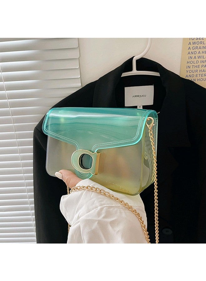 RARITYUS Clear Jelly Crossbody Bag for Women Girls Fashion Candy Color Transparent Shoulder Handbag Wallet with Chain Strap - Image 1