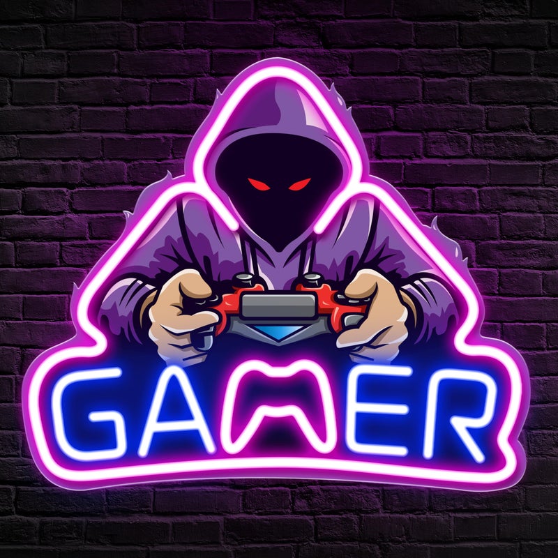 Kavaas Gamer Neon Sign, UV Printed Gaming Neon Sign for Gamer Room Decor - LED Video Game Neon Lights for Bedroom Boys, Gaming Wall decor - Best Gamer Gifts for Teenage Boys, Christmas - Image 1