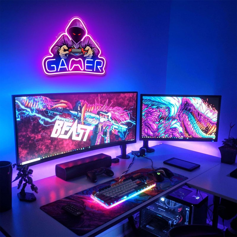 Kavaas Gamer Neon Sign, UV Printed Gaming Neon Sign for Gamer Room Decor - LED Video Game Neon Lights for Bedroom Boys, Gaming Wall decor - Best Gamer Gifts for Teenage Boys, Christmas - Image 5