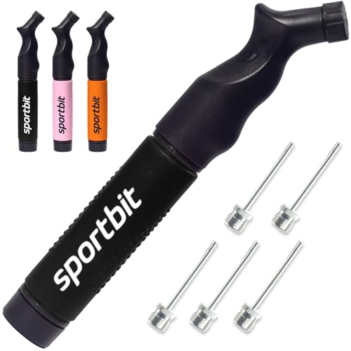 SPORTBIT Ball Pump for Sports Balls - Push & Pull Inflating System - Hand Pump for All Exercise Balls - Volleyball Pump, Basketball Inflator, Football & Soccer Ball Air Pump - Goes with 5 Needles Set - Image 1