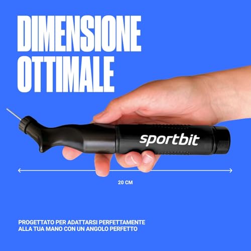 SPORTBIT Ball Pump for Sports Balls - Push & Pull Inflating System - Hand Pump for All Exercise Balls - Volleyball Pump, Basketball Inflator, Football & Soccer Ball Air Pump - Goes with 5 Needles Set - Image 4
