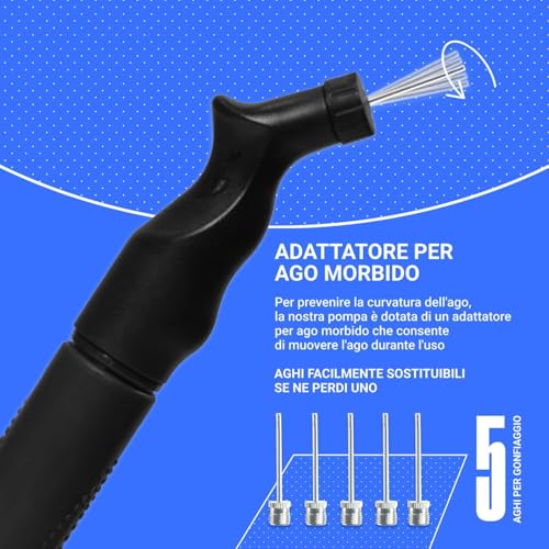 SPORTBIT Ball Pump for Sports Balls - Push & Pull Inflating System - Hand Pump for All Exercise Balls - Volleyball Pump, Basketball Inflator, Football & Soccer Ball Air Pump - Goes with 5 Needles Set - Image 2