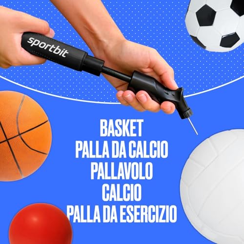 SPORTBIT Ball Pump for Sports Balls - Push & Pull Inflating System - Hand Pump for All Exercise Balls - Volleyball Pump, Basketball Inflator, Football & Soccer Ball Air Pump - Goes with 5 Needles Set - Image 5