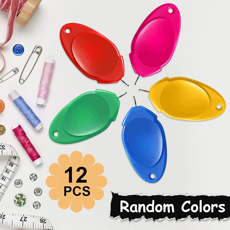 TOOVREN 12PCS Needle Threader for Hand Sewing Plastic Wire Hook Simple Threader for Needles Small Eye Easy Needle Threaders Tool for Sewing Machine Crafting Color Random - Image 5