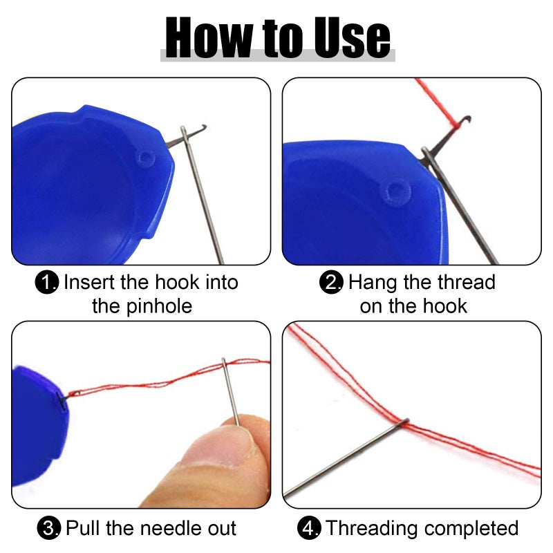 TOOVREN 12PCS Needle Threader for Hand Sewing Plastic Wire Hook Simple Threader for Needles Small Eye Easy Needle Threaders Tool for Sewing Machine Crafting Color Random - Image 3