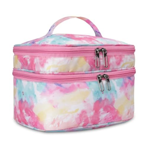 KUKLAR Polyester Waterproof Multifunctional Extra Large Travel Makeup Bag(Pink) - Image 3