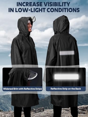 ANYOO Hood Rain Poncho Waterproof Lightweight Raincoat for Men Women Adult with Pocket for Hiking Camping Outdoor Activities - Image 5