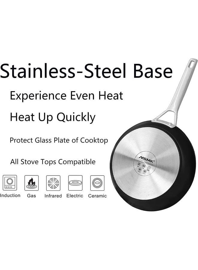 MsMk 9 1/2 Inch Small Egg Pan with Lid, Titanium and Ceramic Nonstick Omelette Pan,Scratch-resistant, Induction Egg Skillet, Oven Safe to 700°F Pan for Cooking, Dishwasher Safe - Image 4