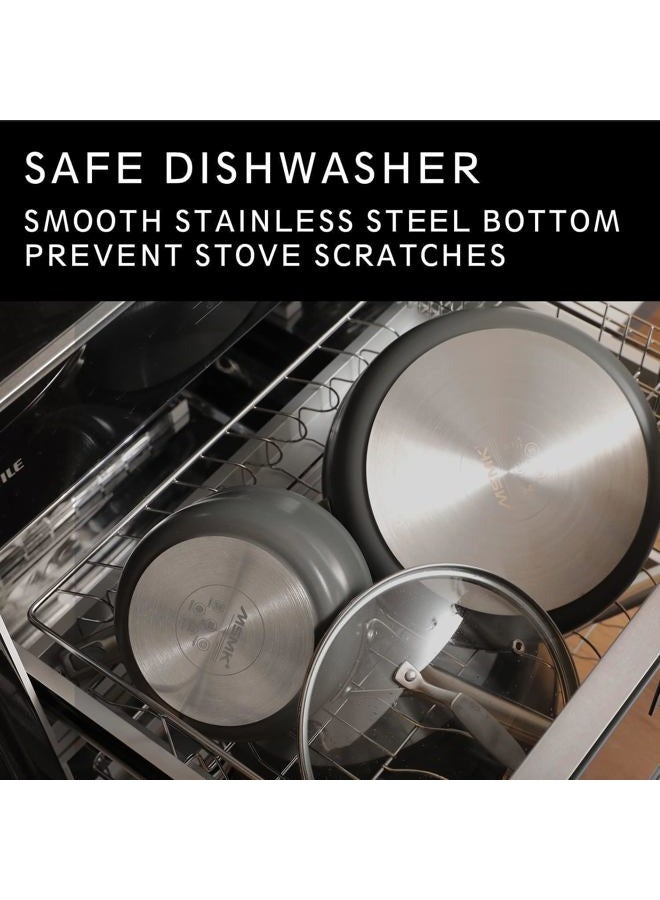 MsMk 9 1/2 Inch Small Egg Pan with Lid, Titanium and Ceramic Nonstick Omelette Pan,Scratch-resistant, Induction Egg Skillet, Oven Safe to 700°F Pan for Cooking, Dishwasher Safe - Image 5