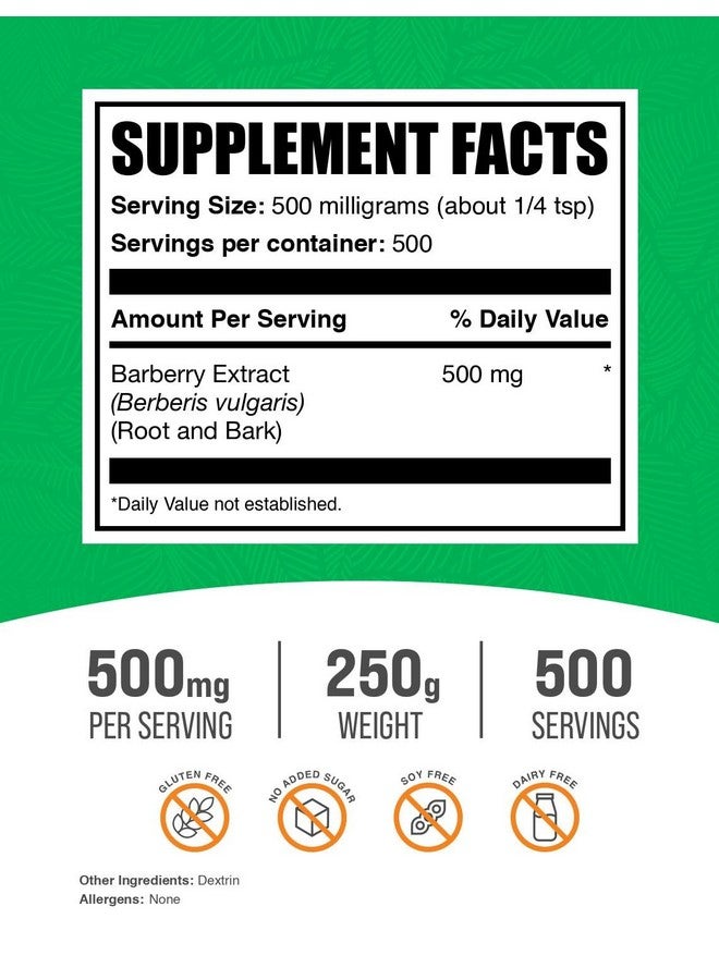BulkSupplements.com Barberry Extract Powder - Barberry Supplements, Barberry Powder - Herbal Supplement, Gluten Free, 500mg per Serving, 250g (8.8 oz) (Pack of 1) - Image 2