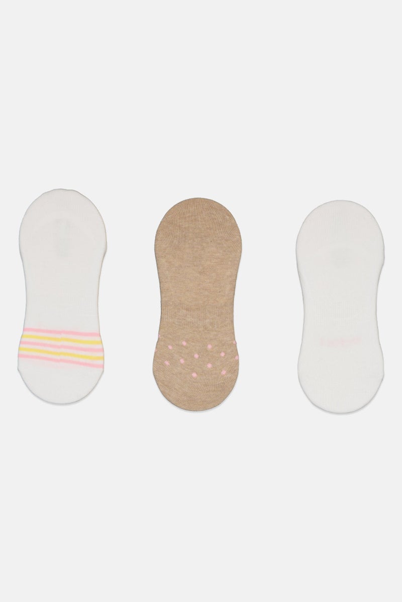 bebe Women 3 Pairs Brand Logo Invisible Socks, White - Image 3