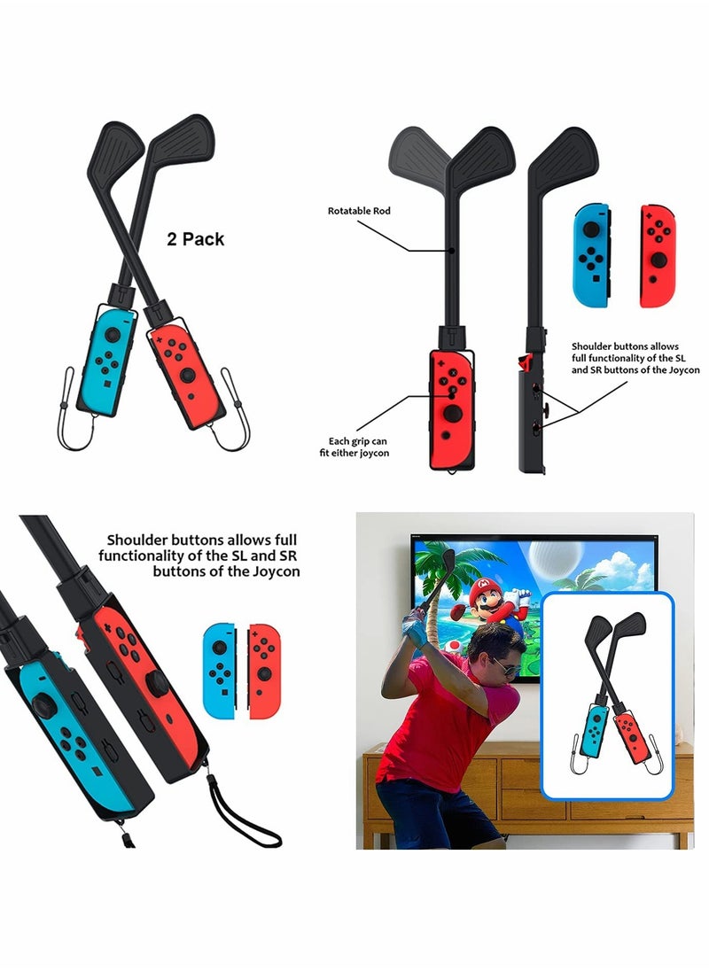 Excefore Switch Game Sports Accessories Bundle,10 in 1 Family Accessories Kit for Switch & OLED Games : Joycon Grip for Mario Golf Super Rush,Wrist Dance Bands & Leg Strap,Comfort Grip Case And Tennis Rackets  - Image 5