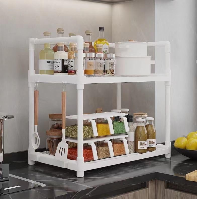 Smart Saver 2-Layer Reinforced Storage Rack Suitable for Kitchen Living Room Bedroom Bathroom Warehouse Storage for Sundries Kitchen Countertop Organization - Image 3