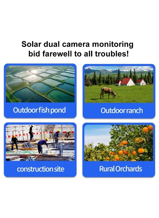 12MP 6K Solar 4G Secruity Camera True Triple Lens Triple View PTZ 360 Full Color Night Vision Outdoor PIR Human Detection，3 lenses show 3 views, motion detection + red - blue alerts, two - way talk—all - round! (With 128GB SD Card) - Image 4