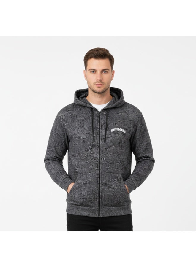 سيزار هودي اوفر سايز رجالي نقش  جيشي مزود بطباعة علي الضهر والصدر - Image 1