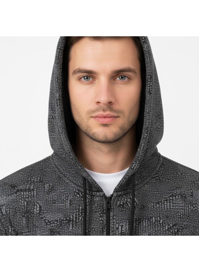 سيزار هودي اوفر سايز رجالي نقش  جيشي مزود بطباعة علي الضهر والصدر - Image 3