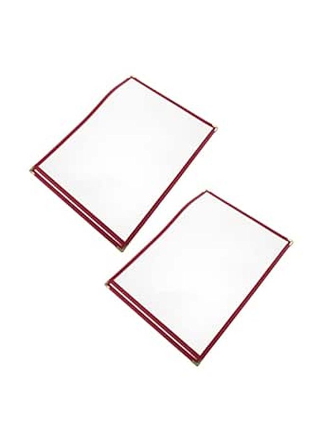 غطاء قائمة شفاف أحمر من PVC مع حامل - 2 قطعة - غلاف واقي للمطاعم والمقاهي والحانات - سهل التنظيف - لعرض صفحة واحدة - Image 1