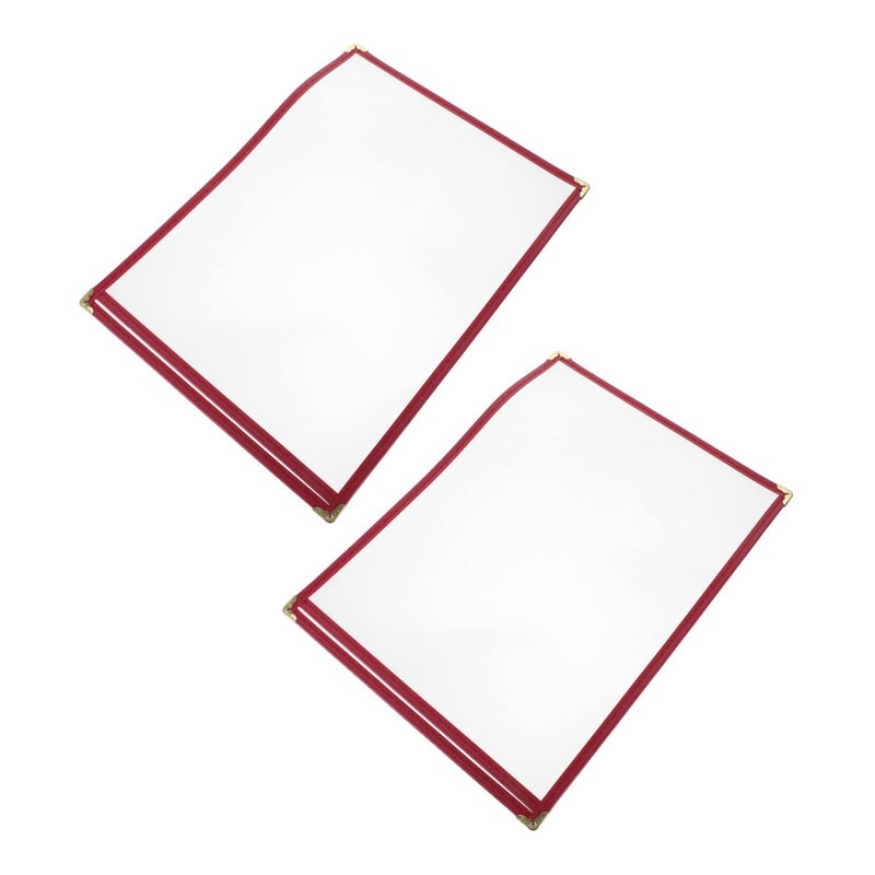 غطاء قائمة شفاف أحمر من PVC مع حامل - 2 قطعة - غلاف واقي للمطاعم والمقاهي والحانات - سهل التنظيف - لعرض صفحة واحدة - Image 2