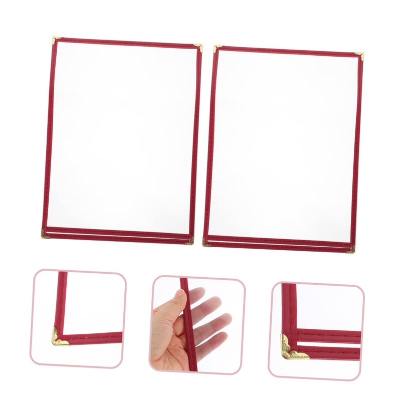 غطاء قائمة شفاف أحمر من PVC مع حامل - 2 قطعة - غلاف واقي للمطاعم والمقاهي والحانات - سهل التنظيف - لعرض صفحة واحدة - Image 3