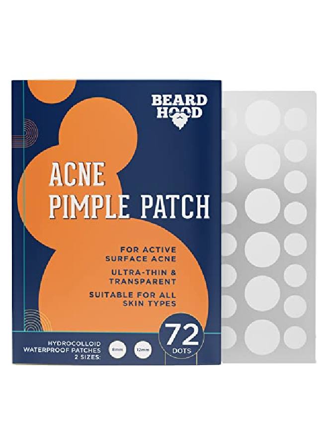 BEARDHOOD Acne Pimple Patch | 72 Hydrocolloid Waterproof Patches | For Active Surface Acne | Absorbs Pimple Overnight Reduces Excess Oil | For All Skin Types  - Image 2