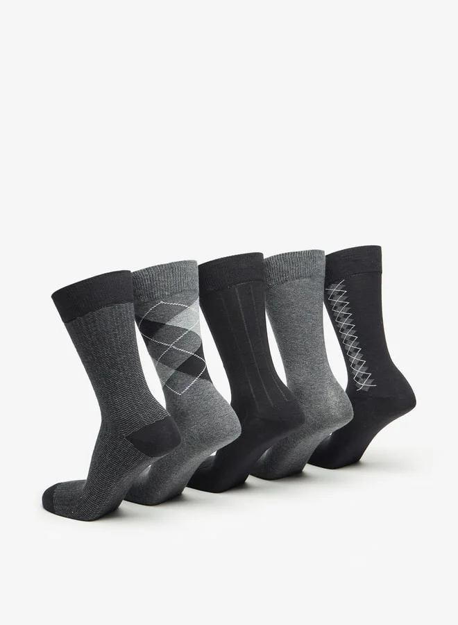 DUCHINI Men's Textured Crew Length Socks - Set of 5