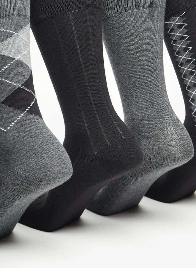 DUCHINI Men's Textured Crew Length Socks - Set of 5