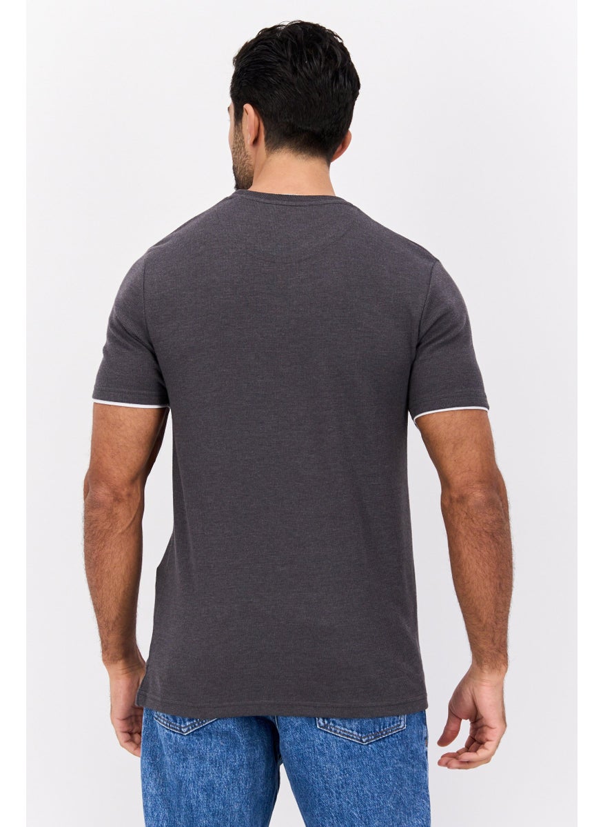 Cactus Man by Ricky Singh - Men Crew Neck Short Sleeves Heather T-Shirt, Dark Grey - Image 1